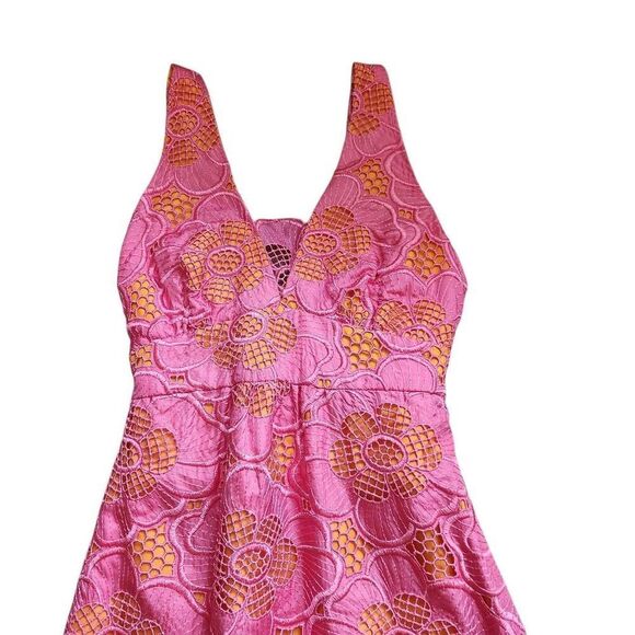 Lilly Pulitzer Maxi Dress Womens 2 Floral Eyelet Formal Wedding Baby Bridal Show - Picture 4 of 5